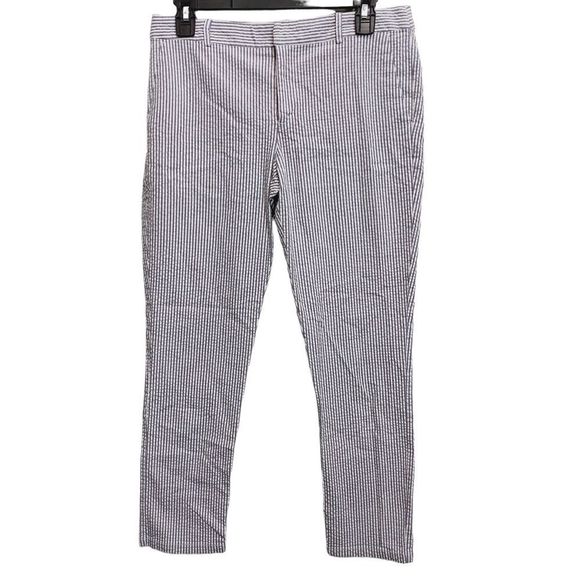 Kut from the Kloth Cropped Seersucker Textured Pant Women Sz 6 Stripe Capri - Picture 1 of 6